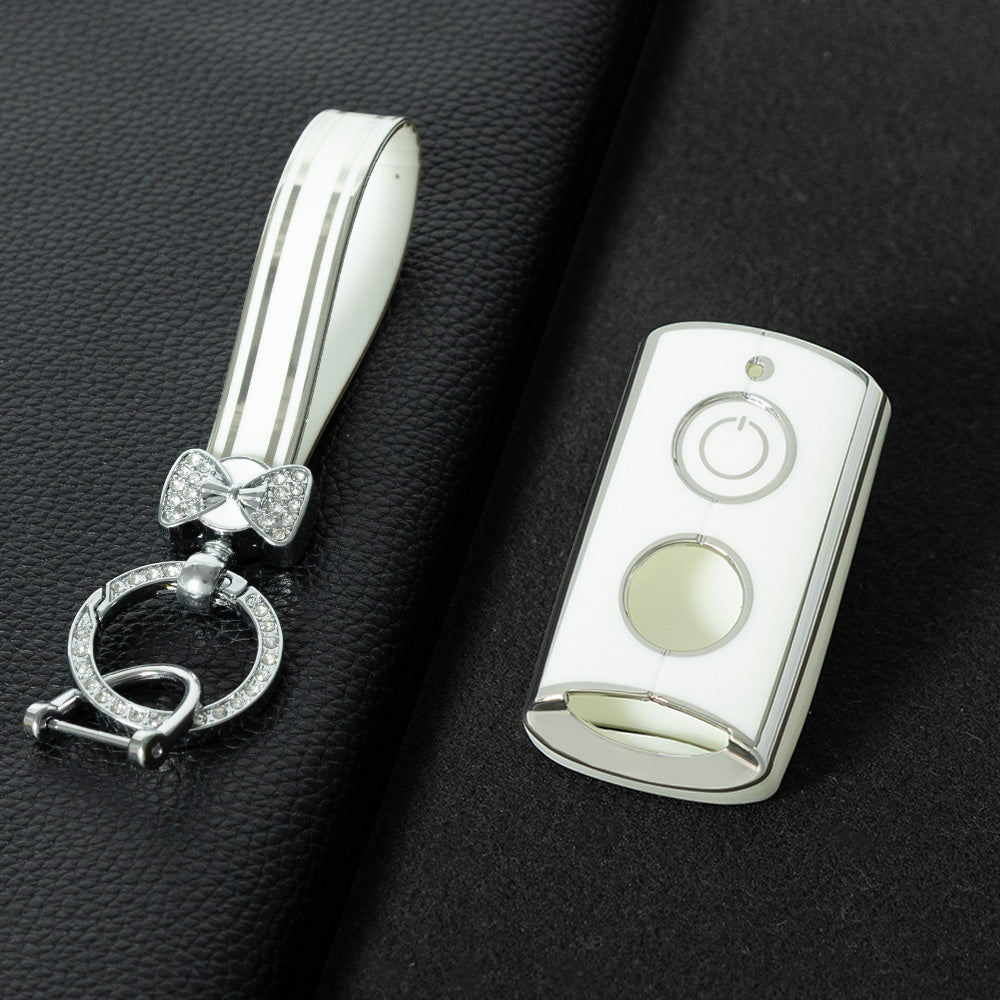 YAA1T1 White-Silver Plating Car Key Cover Remote Key Shell for Y-AMAHA XMAX X-MAX 400 NVX AEROX QBIX 125 155 250 300 400 2015 2016 2017 2018 2019 2020 Key Case Cover