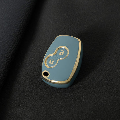 RED2T1 Granny Grey-Gold Plating Car Key Cover New TPU Soft Fob Key Cover for 2 Buttons /3 Buttons Key Case Shell Cover for Renault Clio Kangoo Twingo Modus Languna