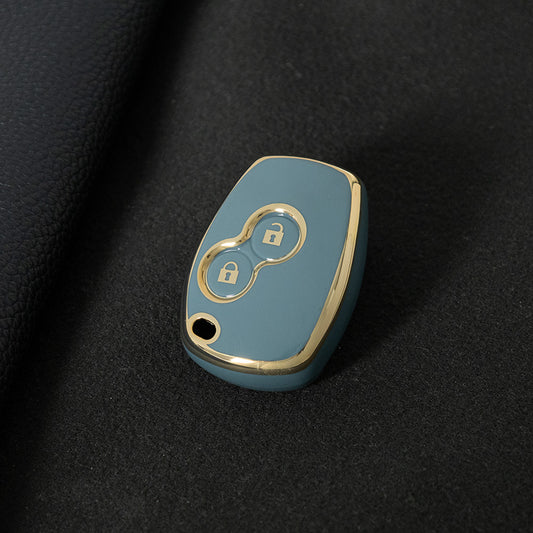 RED2T1 Granny Grey-Gold Plating Car Key Cover New TPU Soft Fob Key Cover for 2 Buttons /3 Buttons Key Case Shell Cover for Renault Clio Kangoo Twingo Modus Languna