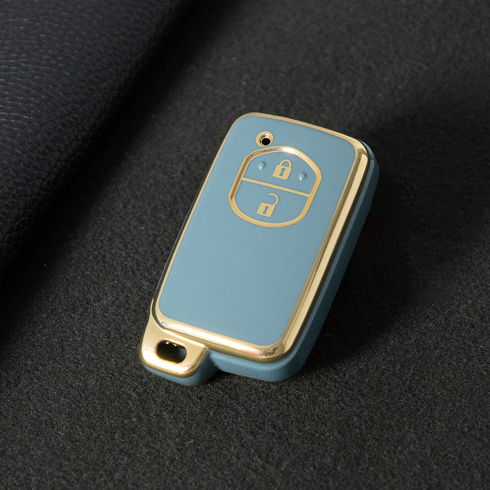 TOG2T1 Granny Grey-Gold Plating Car Key Cover Soft TPU Car Key Case Cover for Toyota Camry Highlander Crown Prado Land Cruiser Vitz Prius Corolla Accessories