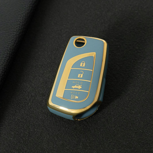 TOA5T1 Granny Grey-Gold Plating TPU Protective Key Cover Case for Toyota New Corolla Camry RAV4 Avalon Izoa CHR Highlander Car Key Accessories