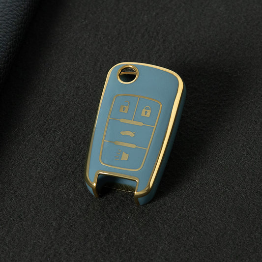 CED2T1 Granny Grey-Gold Plating Hot Sale TPU Car Key Case for Chevrolet Cruze AVEO Excelle BUICK XTG Car Key Shell Cover