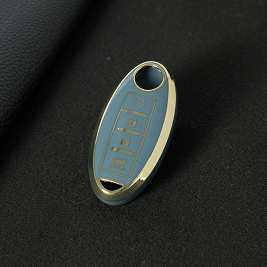 NIB4T1 Granny Grey-Gold Plating Car Key Cover for Nissan Note Qashqai Pathfinder Rogue Versa Murano Infiniti Q50 Accessories Car Key