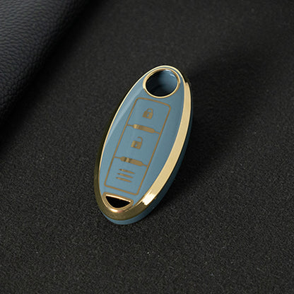 NIB1T1 Granny Grey-Gold Plating Car Key Cover For Nissan X-Trail Qashqai Sylphy Altima