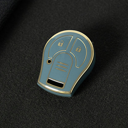 NIE2T1 Granny Grey-Gold Plating TPU Car Key Cover for Nissan Sylphy MARCH TIIDA X-TRAIL Qashqai KICKS SUNNY