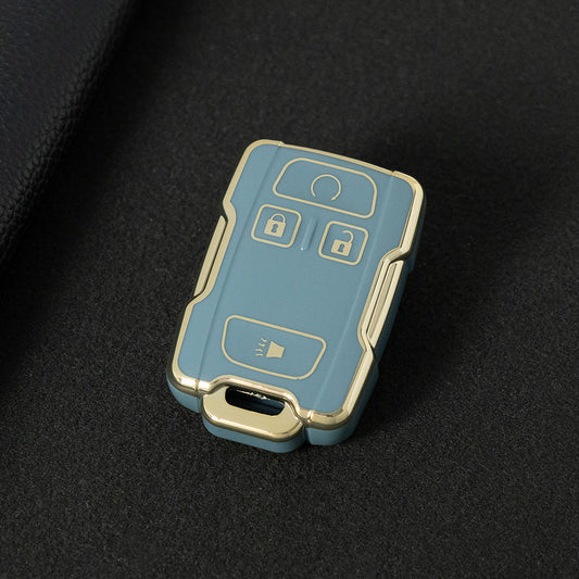 CEC1T1 Granny Grey-Gold Plating New Car Key Cover Case Fob for Chevrolet Suburban Silverado GMC Terrain Yukon Tahoe Sierra Smart Auto Accessories Key Ring
