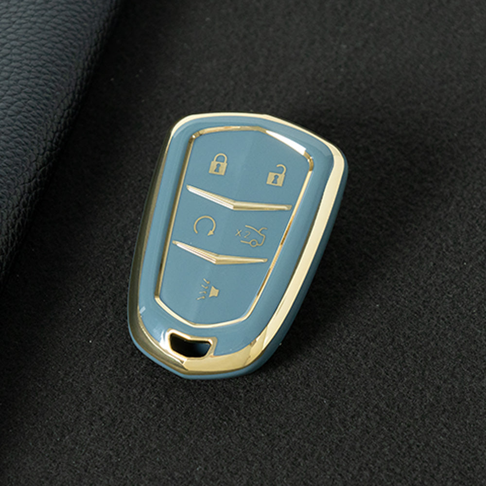 CAA2T1 Granny Grey-Gold Plating Car Key Cover Suitable for Cadillac Keycase Xt5 Xt4 Xt6 Ct5 Ct6 Ct4 Xts Shell Atsl Car Key Bag keychain