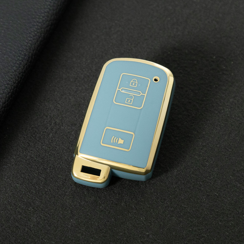 TOD5T1 Granny Grey-Gold Plating For Toyota Camry TPU Car Key Case Cover Bag Shell Fob Protector 3 Button