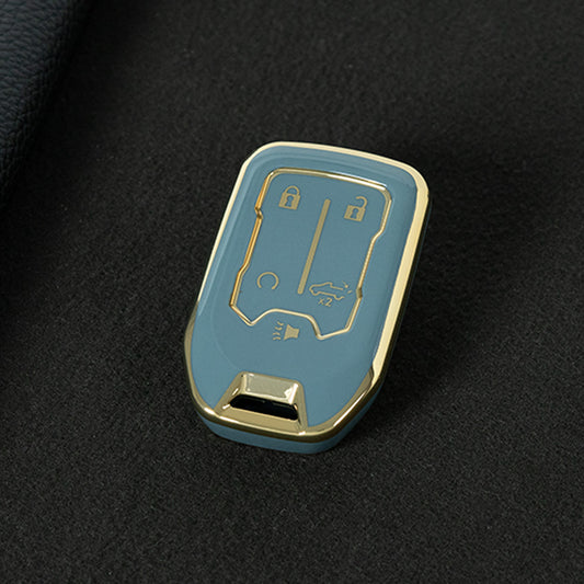 CEB1T1 Granny Grey-Silver Plating Remote Shell Fob Holder TPU Key Cover Case for Sierra Terrain Acadia Chevrolet Tahoe 2012-2016 for Car