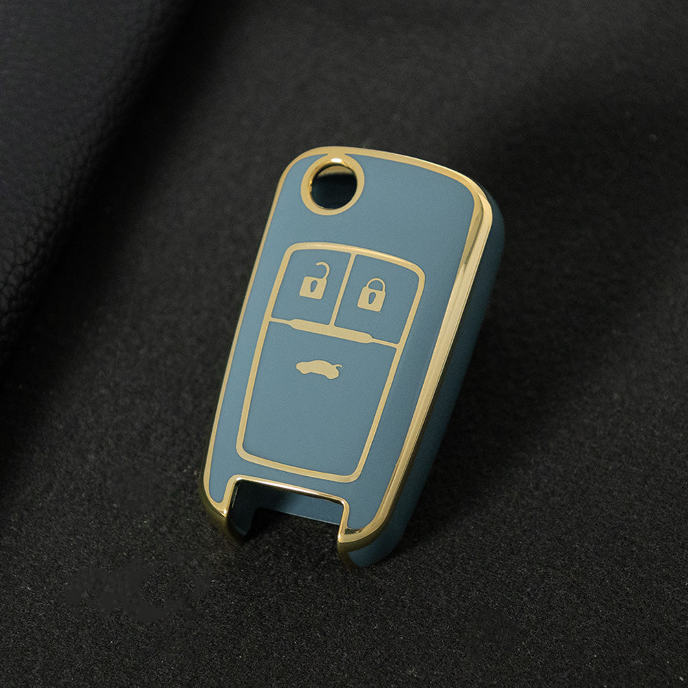 CED1T1 Granny Grey-Gold Plating 3 Button Soft TPU Car Key Case For Buick/Opel For Chevrolet Cruze Epica Lova Camaro Impala Aveo Malibu Sail Orlando