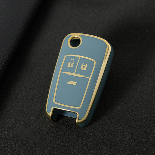 CED1T1 Granny Grey-Gold Plating 3 Button Soft TPU Car Key Case For Buick/Opel For Chevrolet Cruze Epica Lova Camaro Impala Aveo Malibu Sail Orlando