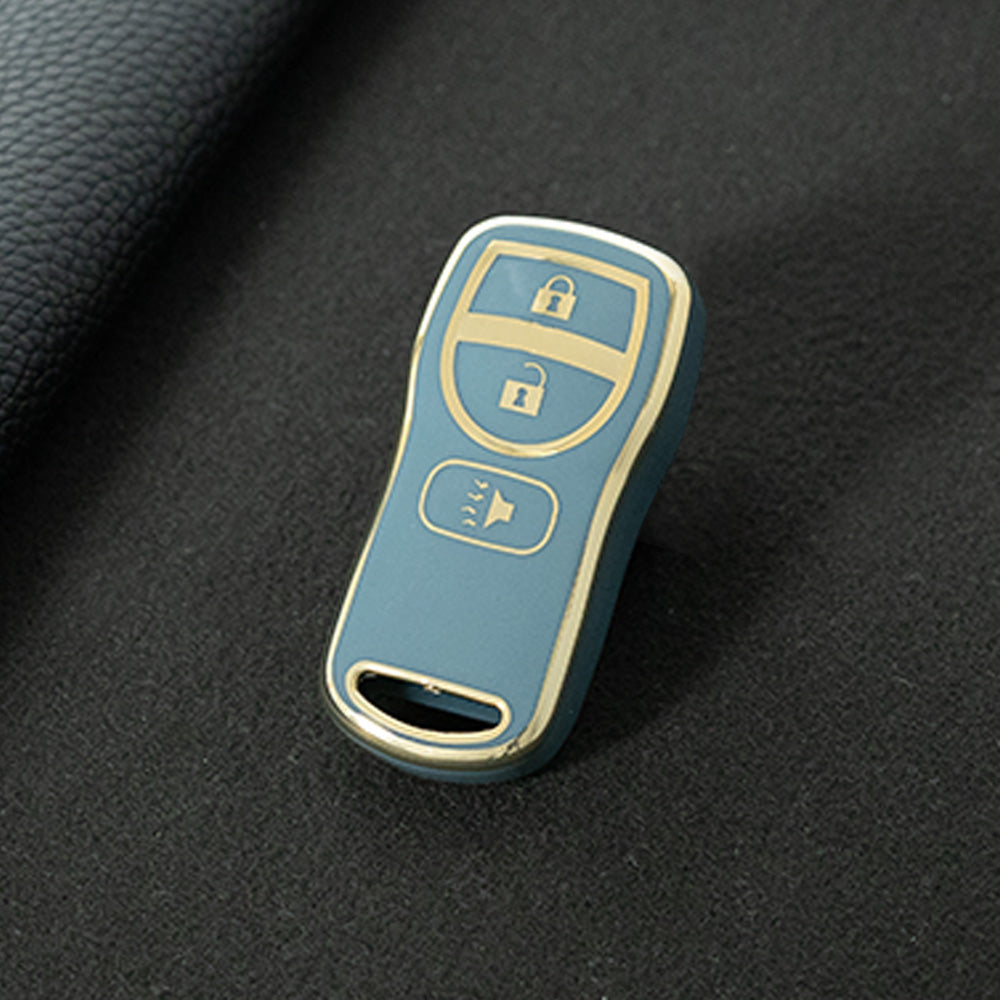 NIJ1T1 Granny Grey-Gold Plating TPU Car Key Cover for Nissan 350Z Maxima Sentra Armada Titan Kicks Murano