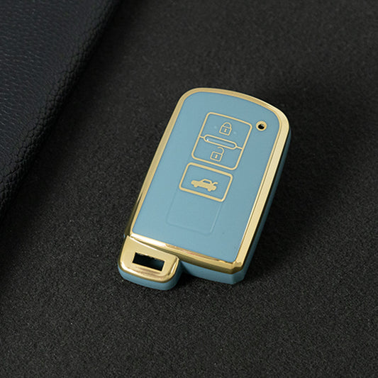 TOD1T1 Granny Grey-Gold Plating Soft TPU Remote Car Key Case for Toyota Camry Corolla RAV4 Highlander Avalon 2015 - 2017 4 Buttons Cover Shell Holder