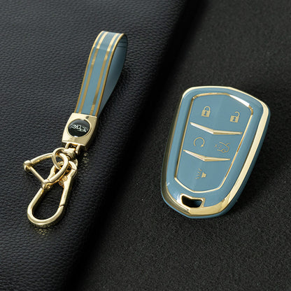 CAA2T1 Granny Grey-Gold Plating Car Key Cover Suitable for Cadillac Keycase Xt5 Xt4 Xt6 Ct5 Ct6 Ct4 Xts Shell Atsl Car Key Bag keychain