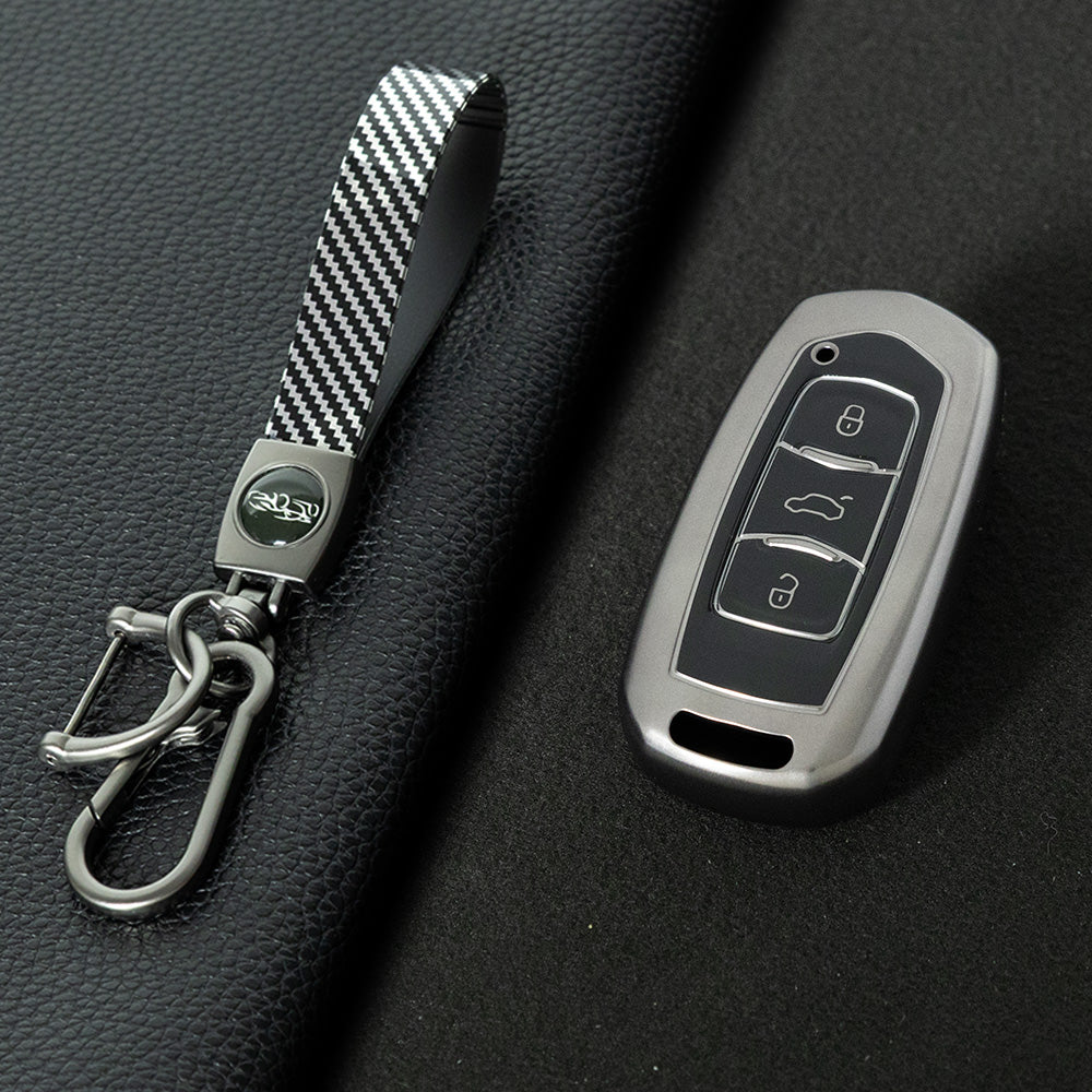 GEA1T1 Black-Metal Gray Plating Car Key Cover For Geely Auto GL New Emgrand GS Car Key Pack S1 Boyue X3 Yuanjing X6 Borui Binrui Buckle Shell keychain