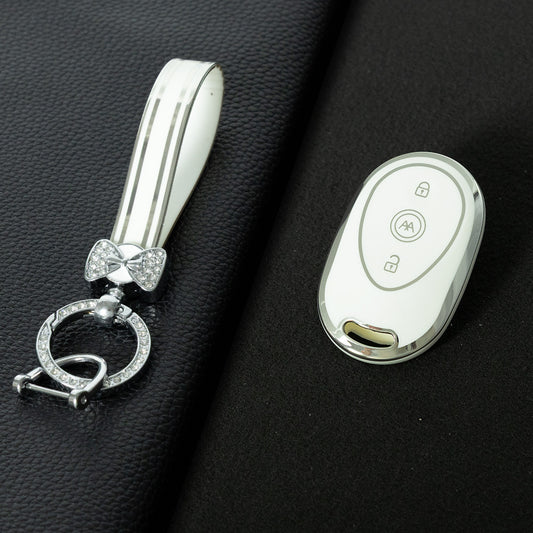 AAC1T1 White-Silver Plating Car Key Cover For Aima Luna Bubble Universal Electric Bicycle Car Key Accessories
