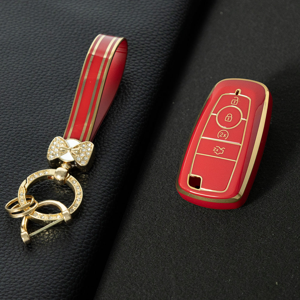 FOB3T1 Red-Gold Plating Suitable for Mondeo Keycases, Ruiji Car Keychains, High-end Taurus Ruijie Fox Car Key Remote Control keychain