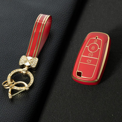 FOB3T1 Red-Gold Plating Suitable for Mondeo Keycases, Ruiji Car Keychains, High-end Taurus Ruijie Fox Car Key Remote Control keychain