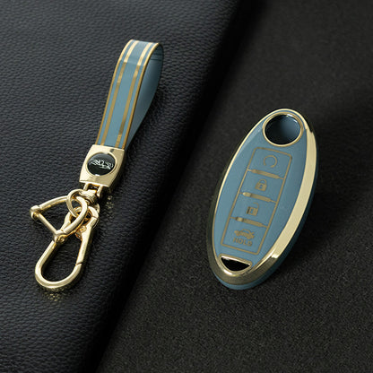 NIB4T1 Granny Grey-Gold Plating Car Key Cover for Nissan Note Qashqai Pathfinder Rogue Versa Murano Infiniti Q50 Accessories Car Key