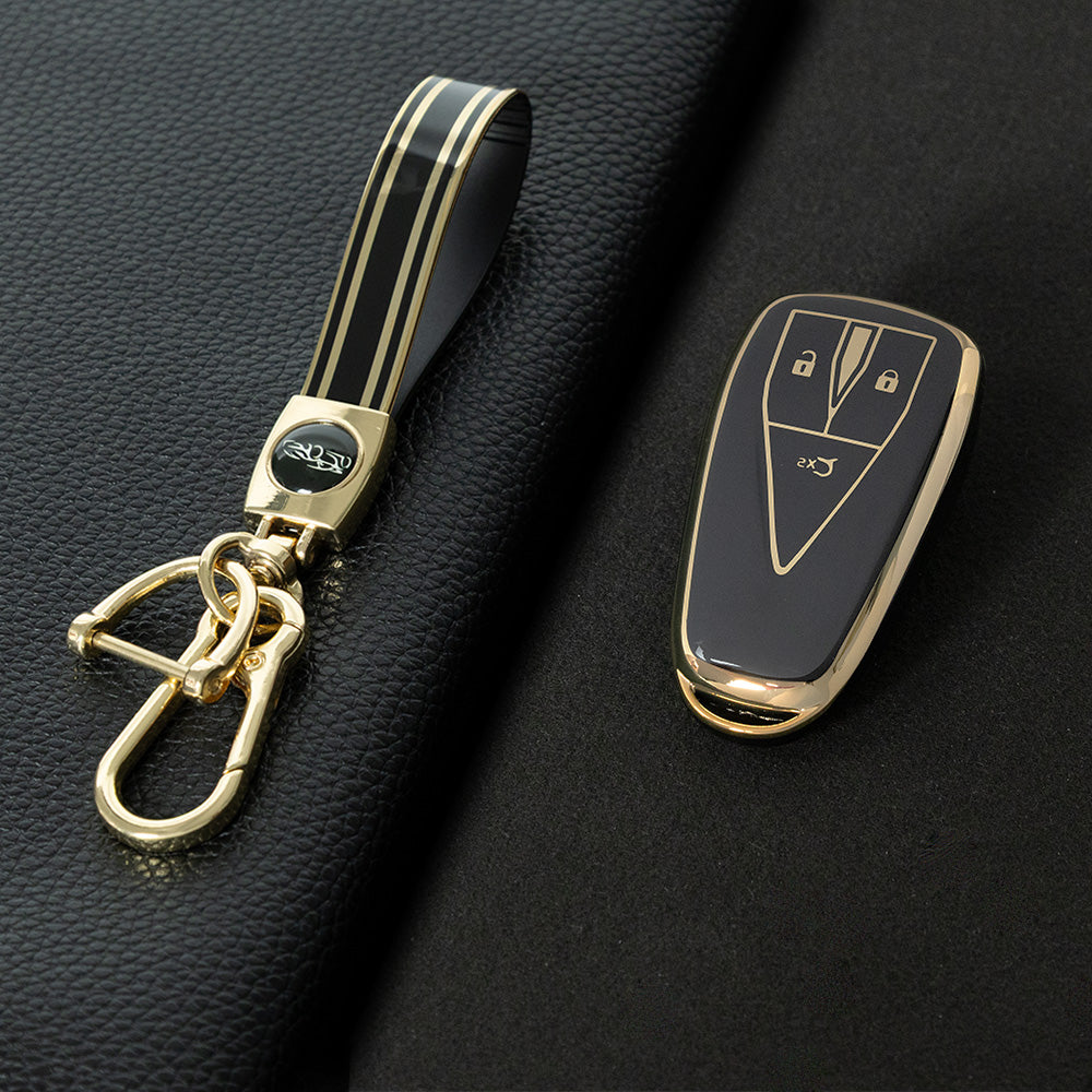 CHC1T1 Black-Gold Plating Car Key Cover For TPU Car Key Cover Shell Remote Key Protection Case Car Interior Accessories  Changan CS35 CS55 CS75 PLUS 2019