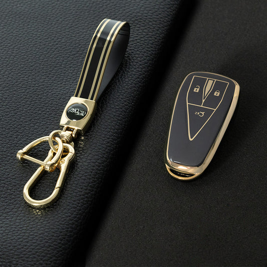 CHC1T1 Black-Gold Plating Car Key Cover For TPU Car Key Cover Shell Remote Key Protection Case Car Interior Accessories  Changan CS35 CS55 CS75 PLUS 2019