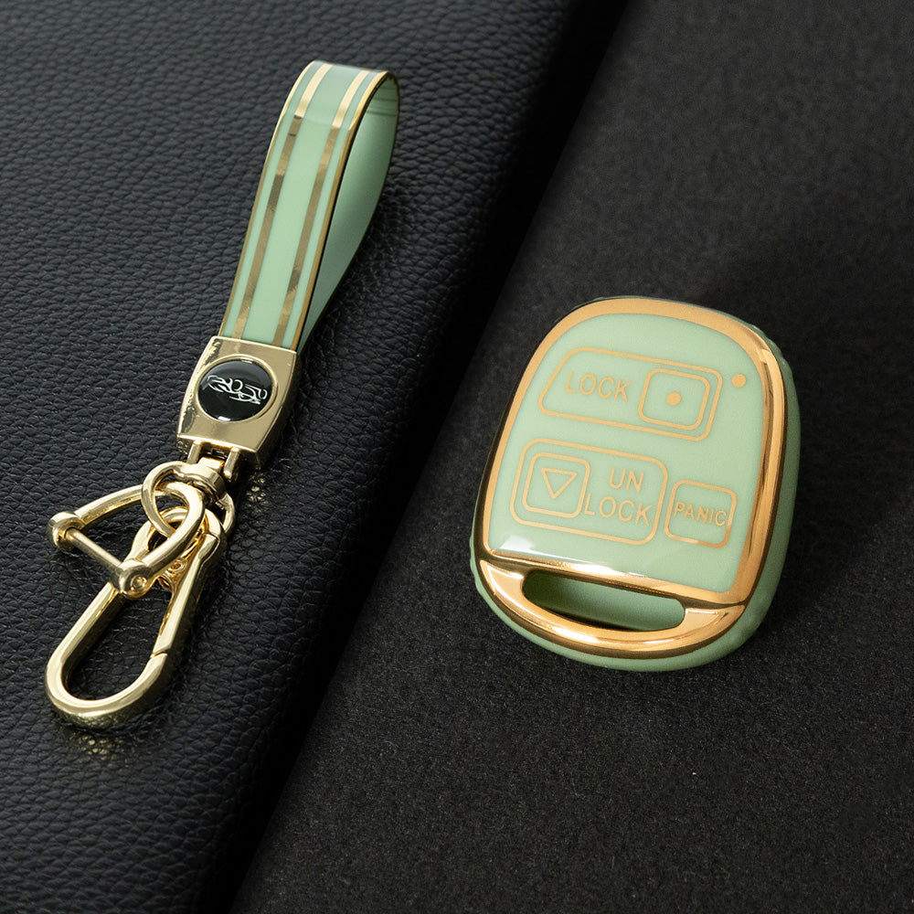 TON3T1 Green-Gold Plating TPU Car Key Case for TOYOTA CAMRY RAV4 Corolla PRADO YARIS Tarago for LEXUS