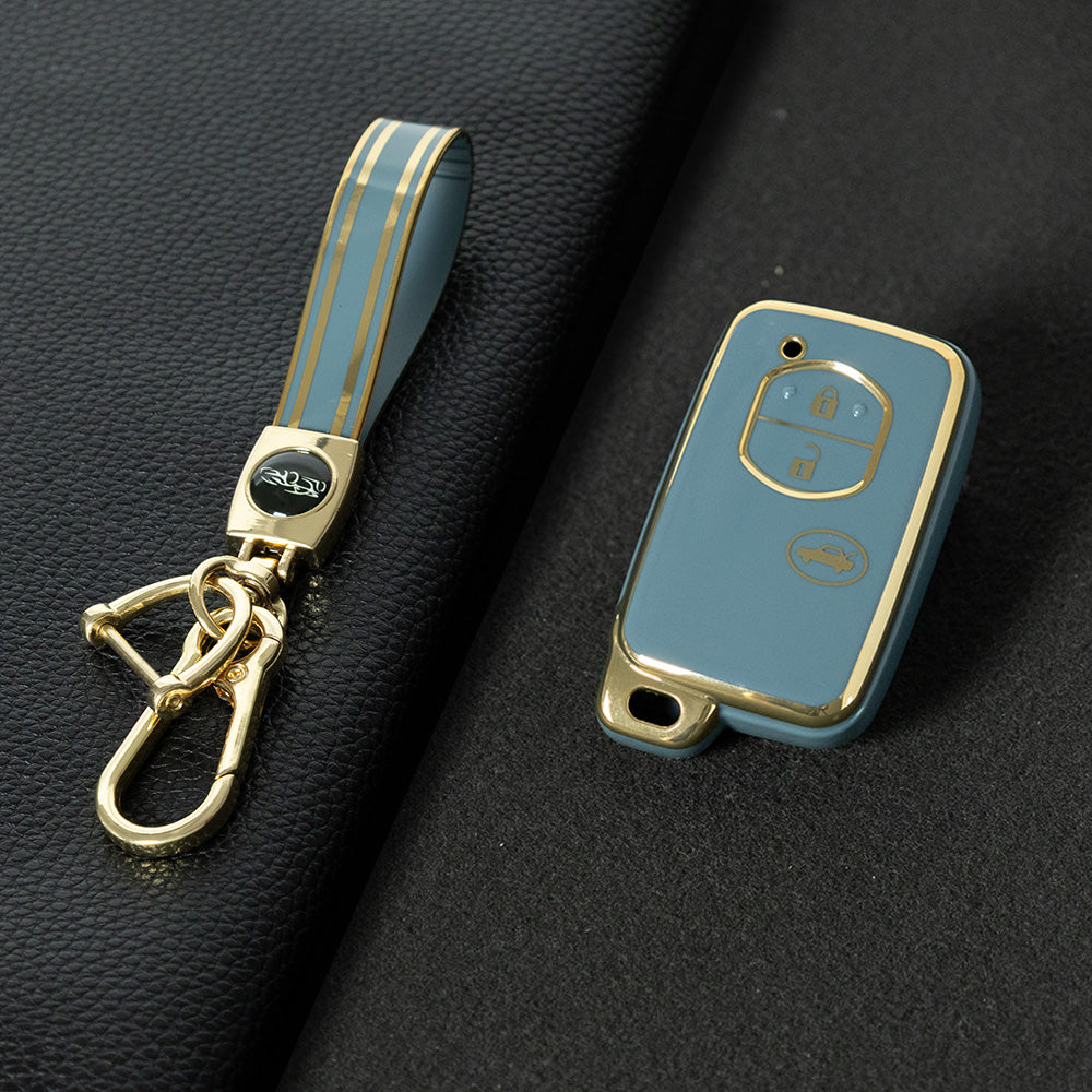 TOG1T1 Granny Grey-Gold Plating Car Key Cover for Old Toyota 3 Buttons Crown Land Cruiser Prado Car Key case