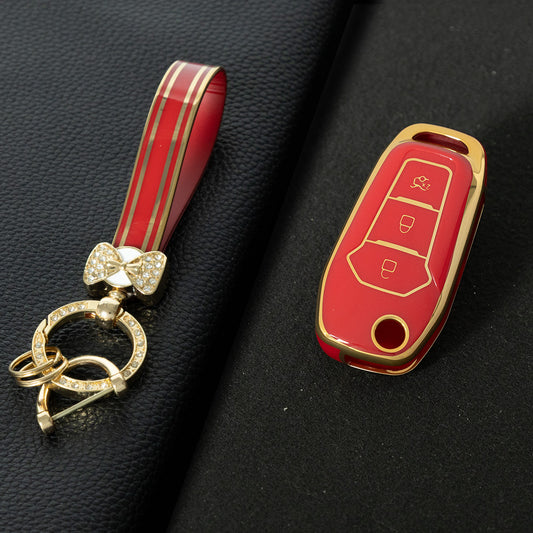 FOA1T1 Red-Gold Plating Car Key Cover Hot Sale TPU Car Key Case for Ford ESCORT Edge Taurus Ecosport Car Key Shell Cover