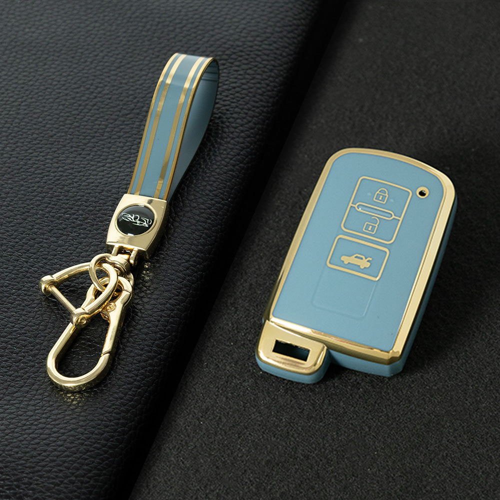 TOD1T1 Granny Grey-Gold Plating Soft TPU Remote Car Key Case for Toyota Camry Corolla RAV4 Highlander Avalon 2015 - 2017 4 Buttons Cover Shell Holder