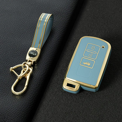 TOD1T1 Granny Grey-Gold Plating Soft TPU Remote Car Key Case for Toyota Camry Corolla RAV4 Highlander Avalon 2015 - 2017 4 Buttons Cover Shell Holder