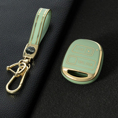 TON2T1 Green-Gold Plating TPU Car Key Case Cover for TOYOTA CAMRY RAV4 Corolla PRADO YARIS Tarago for LEXUS