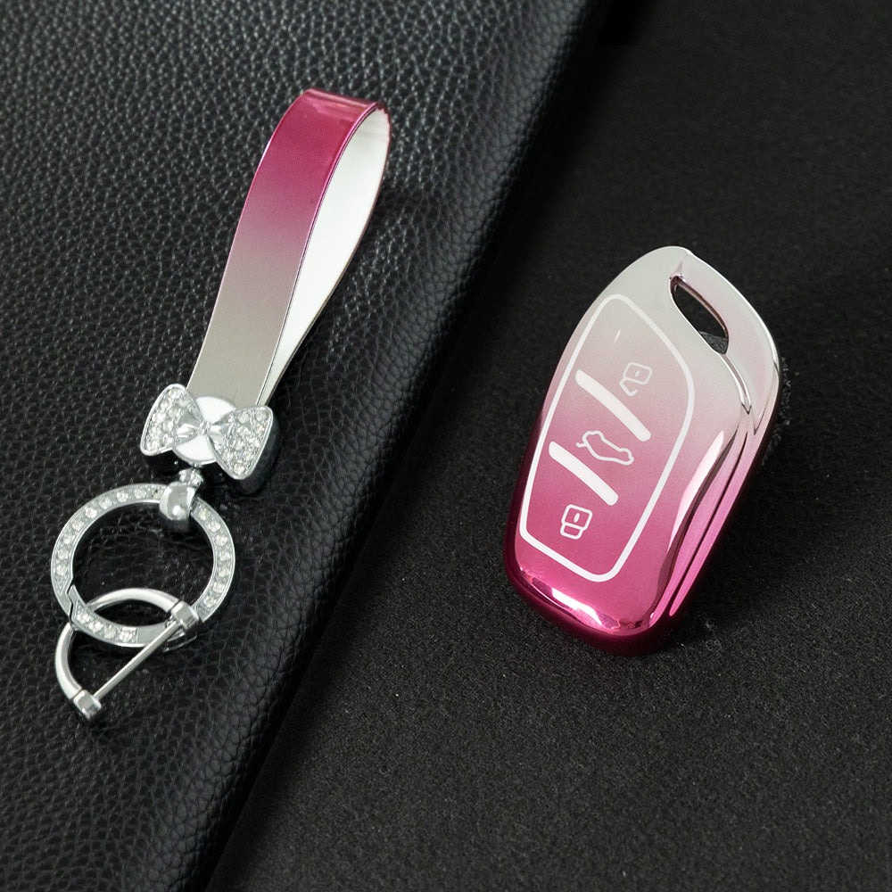 ROB1T1 Gradient Pink Car Key Cover For Roewe RX5 MG ZS GT GS 350 360 750 W5 Class Accessories Soft TPU Protection Car Case Shell
