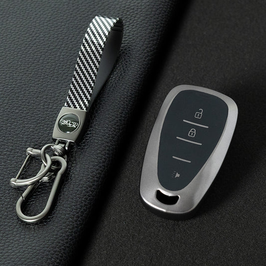 CEA1T1 Black-Metal Gray Plating New Soft TPU Car Key Case Cover for Chevrolet Chevy Malibu Camaro Cruze Traverse Sonic Volt Bolt Equinox