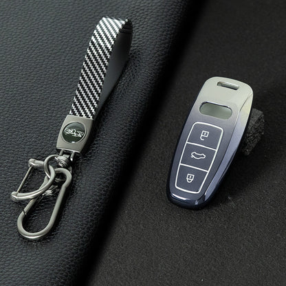 AUC1T1 Gradient Gray Car Key Cover Premium Soft TPU Car Key Case Cover Shell Accessory for Audi A6L A4L Q5L A6 A8 Q7 New Key Rings Keychain Bag