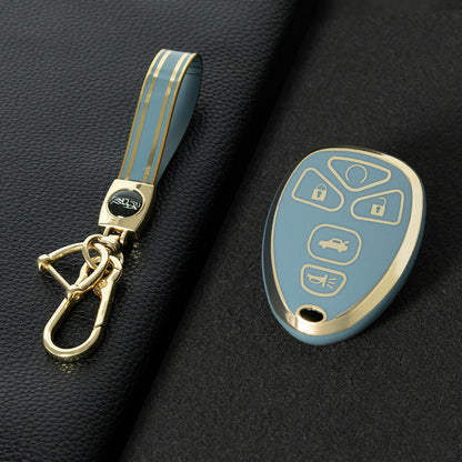CEP2T1 Granny Grey-Gold Plating Car Key Cover Case for Chevrolet 5 Button