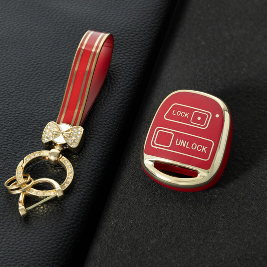 TON2T1 Red-Gold Plating TPU Car Key Case Cover for TOYOTA CAMRY RAV4 Corolla PRADO YARIS Tarago for LEXUS