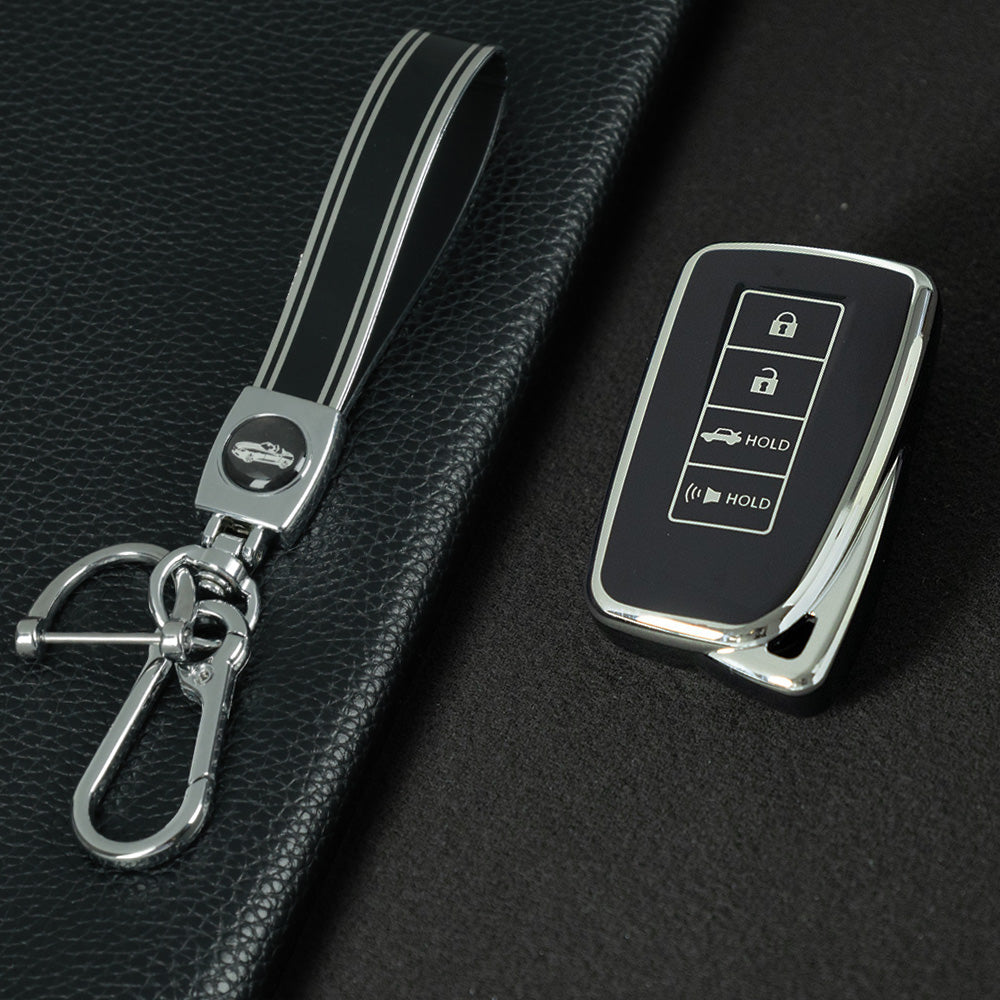 LEA7T1 Black-Silver Plating TPU Car Key Case Cover 2014-Up Lexus RX IS ES GS LS NX RS GX LX RC LC
