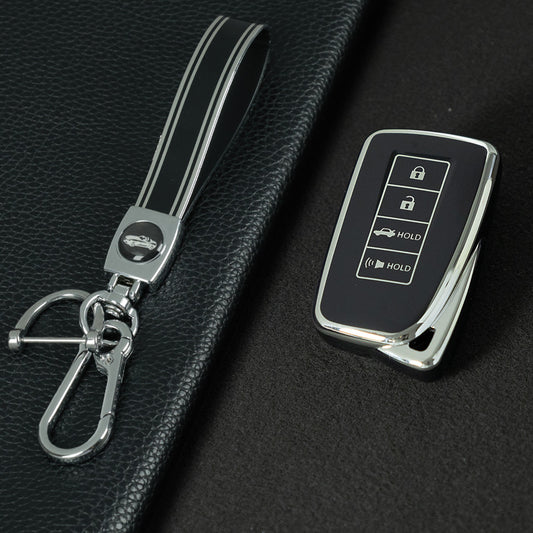 LEA7T1 Black-Silver Plating TPU Car Key Case Cover 2014-Up Lexus RX IS ES GS LS NX RS GX LX RC LC