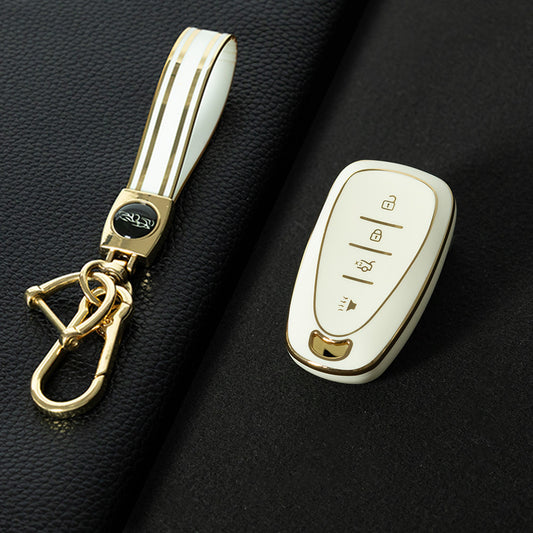 CEA2T1 White-Gold Plating Car Key Cover For CHEVROLET Cruze Spark Camaro Volt Bolt Trax Malibu Captiva Equinox Trax Tracker AVEO Lova TPU Car Key Case Key Cover