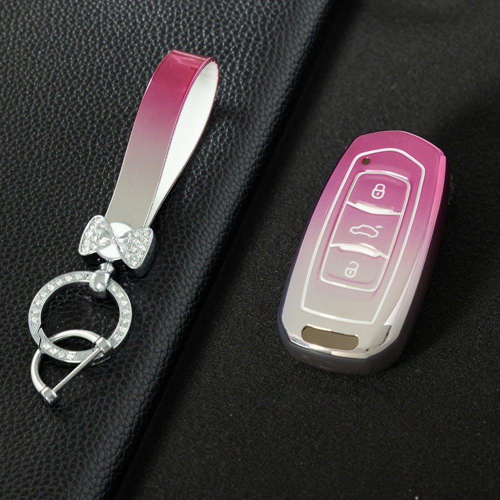 GEA1T1 Gradient Pink Car Key Cover For Geely Auto GL New Emgrand GS Car Key Pack S1 Boyue X3 Yuanjing X6 Borui Binrui Buckle Shell keychain