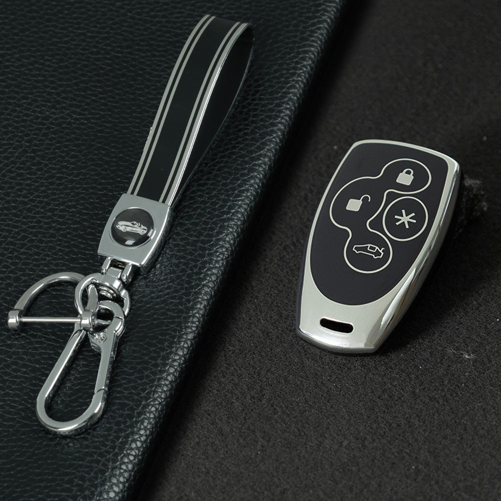 UNZ1T1 Black-Silver Plating TPU Car Key Case Cover for Universal Refit Llave Creative Anti Fall Wear Resisting Auto Accessory