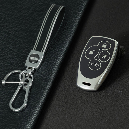 UNZ1T1 Black-Silver Plating TPU Car Key Case Cover for Universal Refit Llave Creative Anti Fall Wear Resisting Auto Accessory
