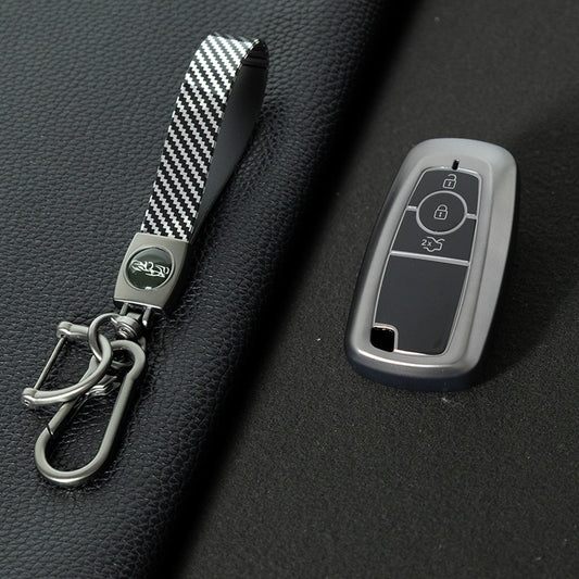 FOB1T1 Black-Metal Gray Plating TPU Car Key Case Cover Holder for Ford Fusion Edge Mustang Explorer F150 F250 F350