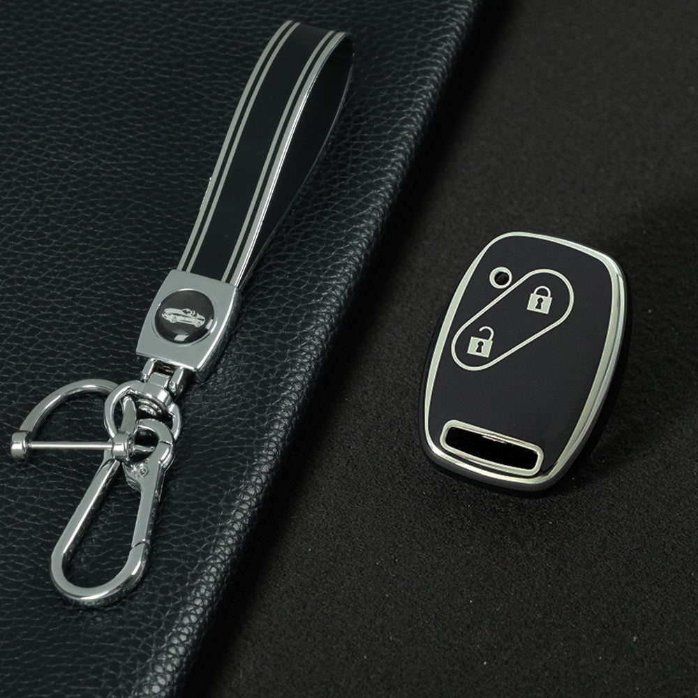 HON2T1 Black-Silver Plating 2Buttons Car Remote Key Case Cover Shell Fob for Honda Freed Freed Pilot StepWGN Insight Fit CIVIC JAZZ Pilot Accord CR-V