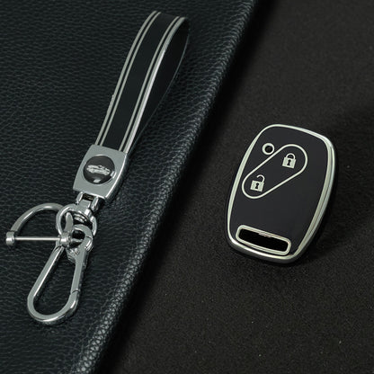 HON2T1 Black-Silver Plating 2Buttons Car Remote Key Case Cover Shell Fob for Honda Freed Freed Pilot StepWGN Insight Fit CIVIC JAZZ Pilot Accord CR-V
