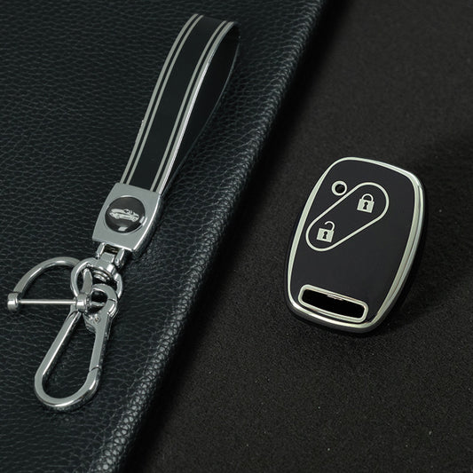 HON2T1 Black-Silver Plating 2Buttons Car Remote Key Case Cover Shell Fob for Honda Freed Freed Pilot StepWGN Insight Fit CIVIC JAZZ Pilot Accord CR-V