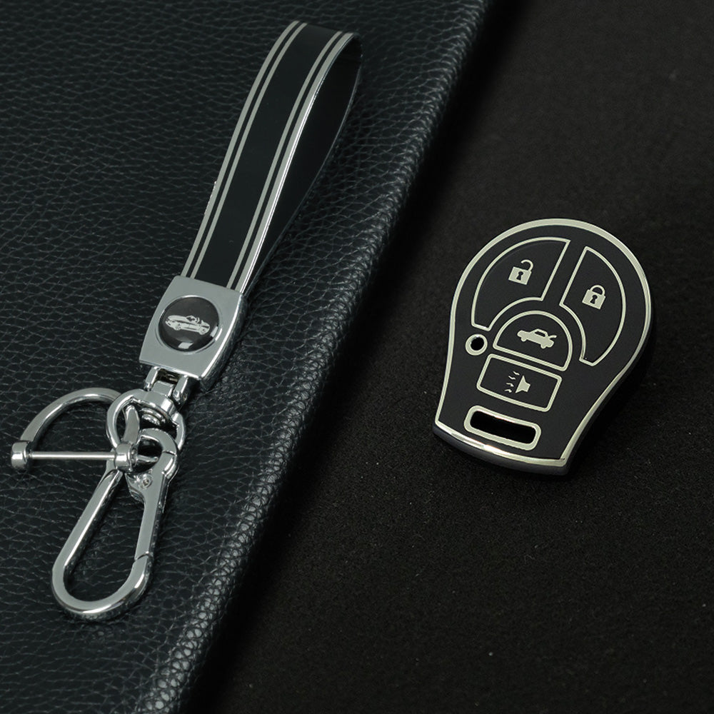 NIE4T1 Black-Silver Plating TPU Car Key Cover for Nissan Sylphy MARCH TIIDA X-TRAIL Qashqai KICKS SUNNY