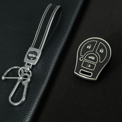 NIE4T1 Black-Silver Plating TPU Car Key Cover for Nissan Sylphy MARCH TIIDA X-TRAIL Qashqai KICKS SUNNY