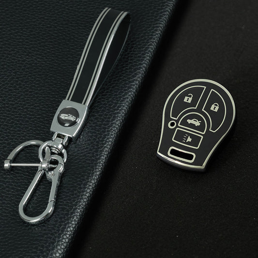 NIE4T1 Black-Silver Plating TPU Car Key Cover for Nissan Sylphy MARCH TIIDA X-TRAIL Qashqai KICKS SUNNY