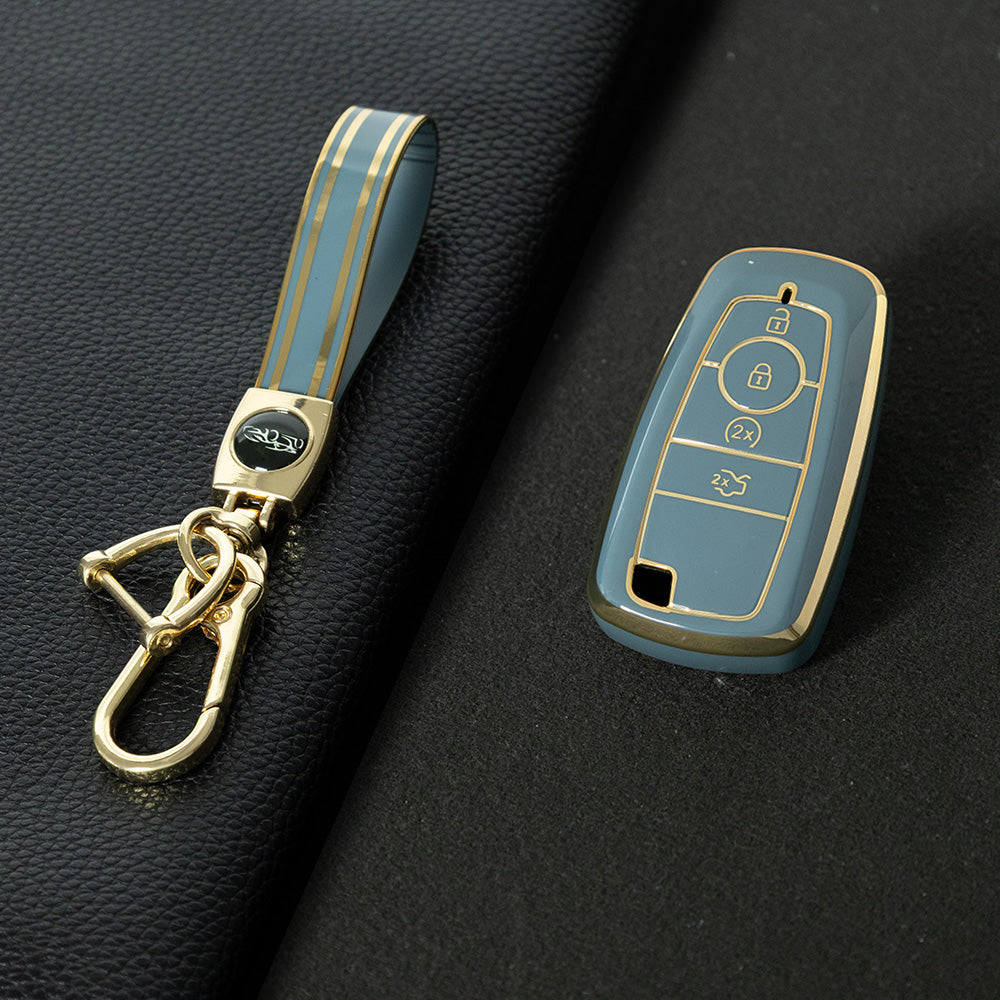 FOB3T1 Granny Grey-Gold Plating Suitable for Mondeo Keycases, Ruiji Car Keychains, High-end Taurus Ruijie Fox Car Key Remote Control keychain